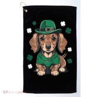 St Patricks Day Cute Dachshund Weiner Dog Shamrock Gift Golf Towel thumb 0