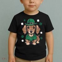 St Patricks Day Cute Dachshund Weiner Dog Shamrock Gift Toddler T-Shirt thumb 2