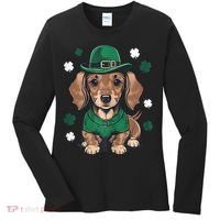 St Patricks Day Cute Dachshund Weiner Dog Shamrock Gift Women's Long Sleeve Shirt thumb 0