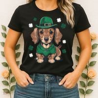 St Patricks Day Cute Dachshund Weiner Dog Shamrock Gift Women's T-Shirt thumb 2