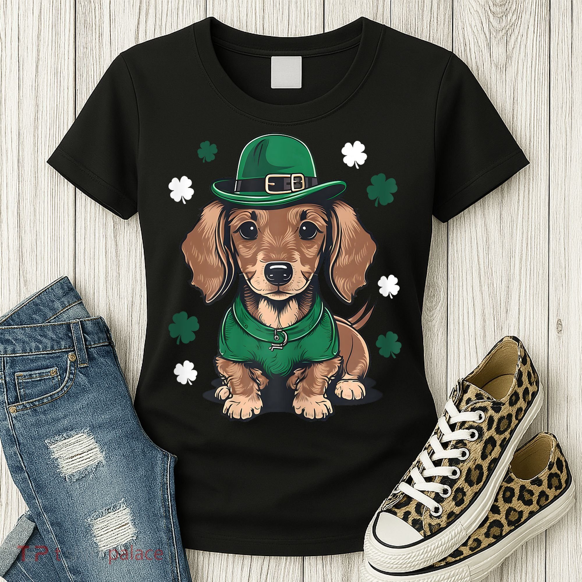 St Patricks Day Cute Dachshund Weiner Dog Shamrock Gift Women's T-Shirt