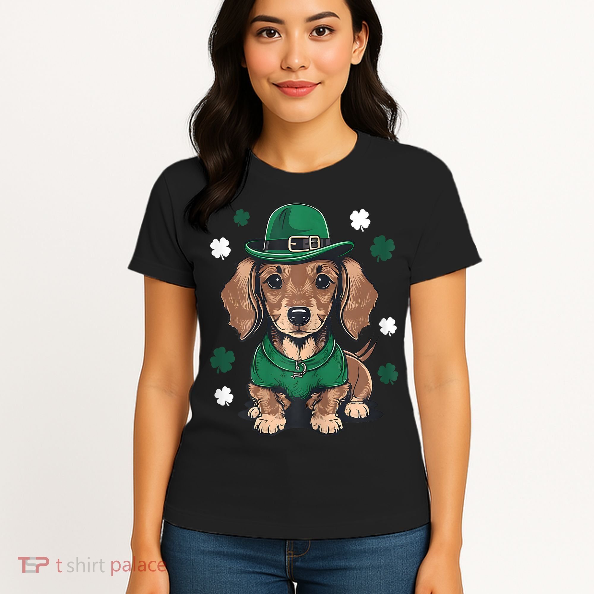 St Patricks Day Cute Dachshund Weiner Dog Shamrock Gift Women's T-Shirt