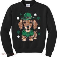 St Patricks Day Cute Dachshund Weiner Dog Shamrock Gift Kids Sweatshirt thumb 0