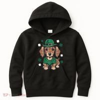 St Patricks Day Cute Dachshund Weiner Dog Shamrock Gift Kids Hoodie thumb 0