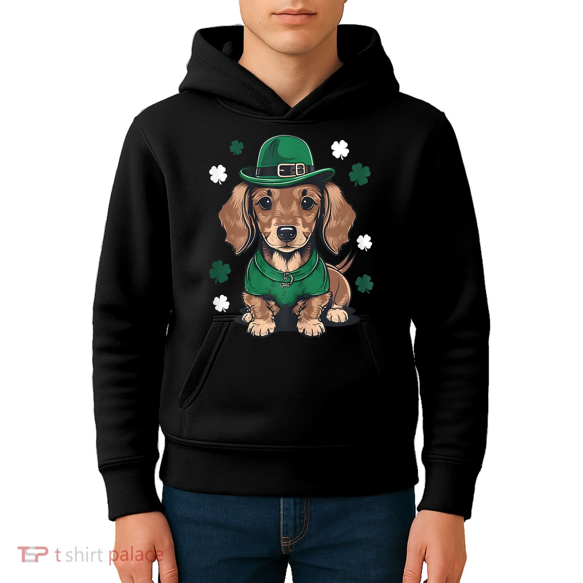 St Patricks Day Cute Dachshund Weiner Dog Shamrock Gift Kids Hoodie