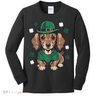 St Patricks Day Cute Dachshund Weiner Dog Shamrock Gift Kids Long Sleeve Shirt thumb 0