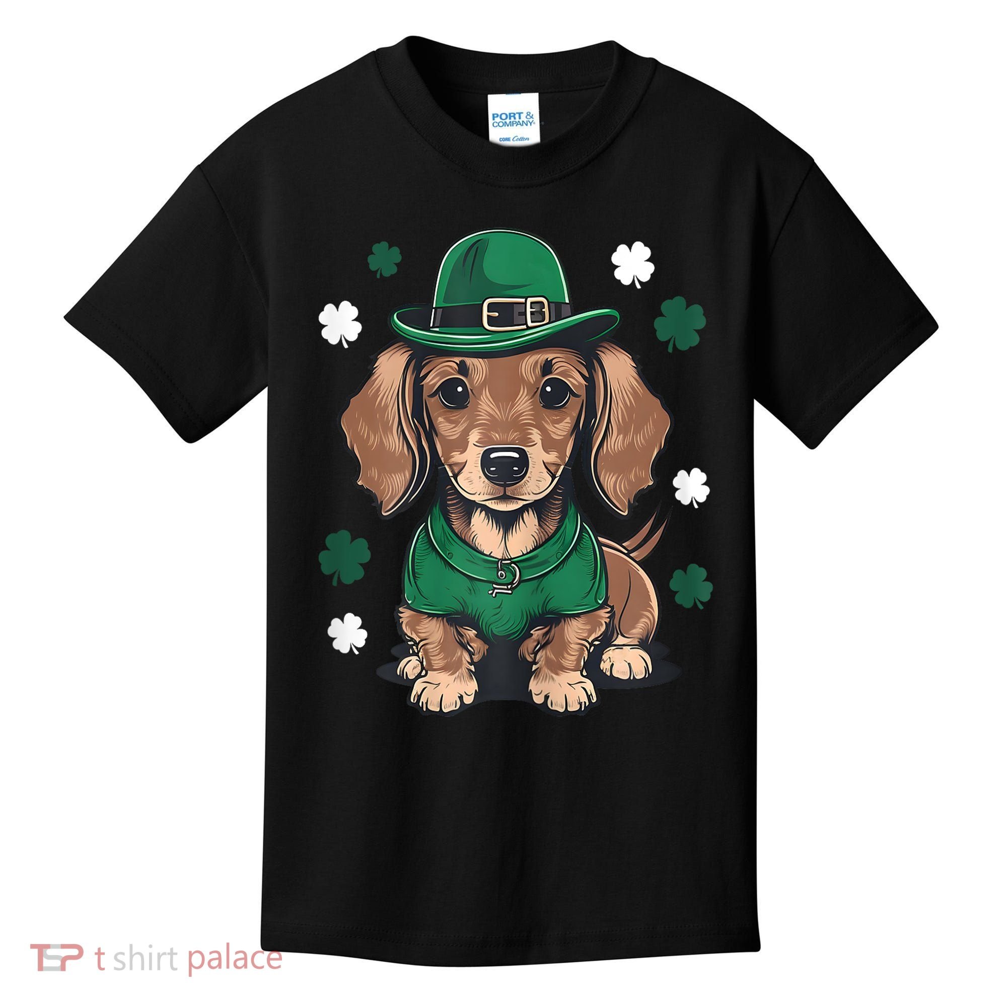 St Patricks Day Cute Dachshund Weiner Dog Shamrock Gift Kids T-Shirt