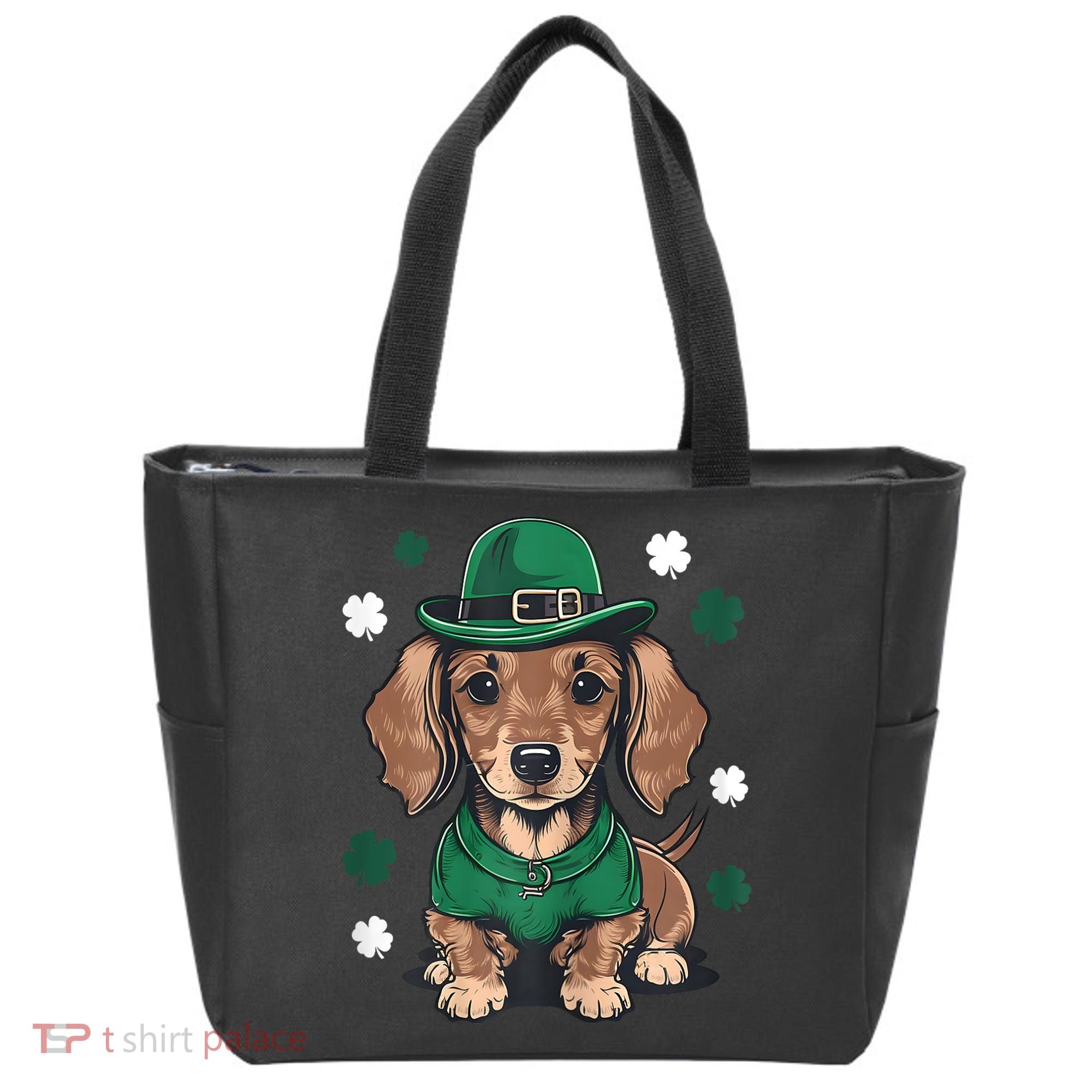 St Patricks Day Cute Dachshund Weiner Dog Shamrock Gift Tote Bag
