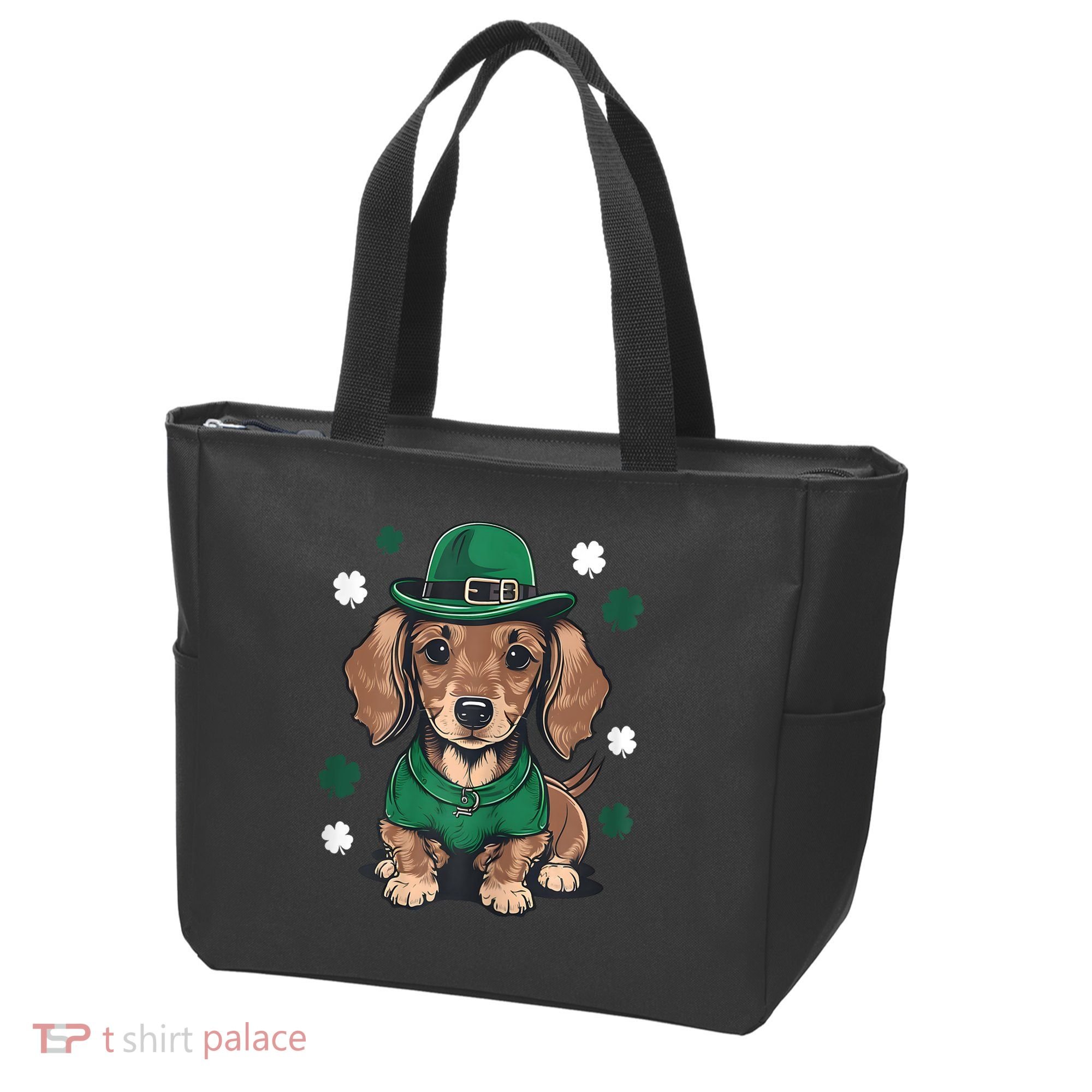 St Patricks Day Cute Dachshund Weiner Dog Shamrock Gift Tote Bag