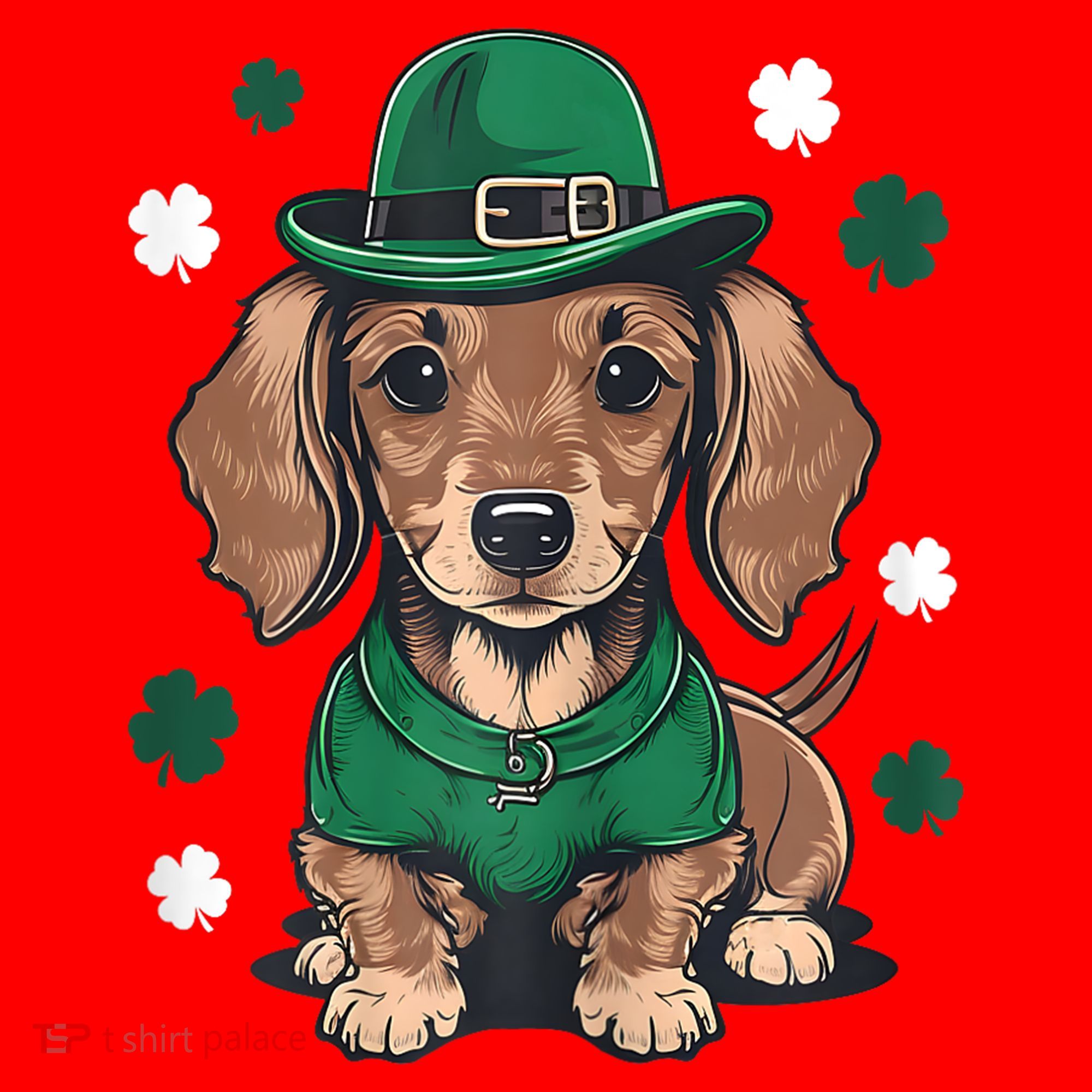 St Patricks Day Cute Dachshund Weiner Dog Shamrock Gift Santa Hat