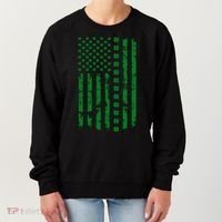 St Patrick's Day Distressed American Flag Shamrock Women's Sweatshirt thumb 0