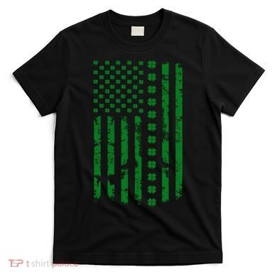 St Patrick's Day Distressed American Flag Shamrock T-Shirt