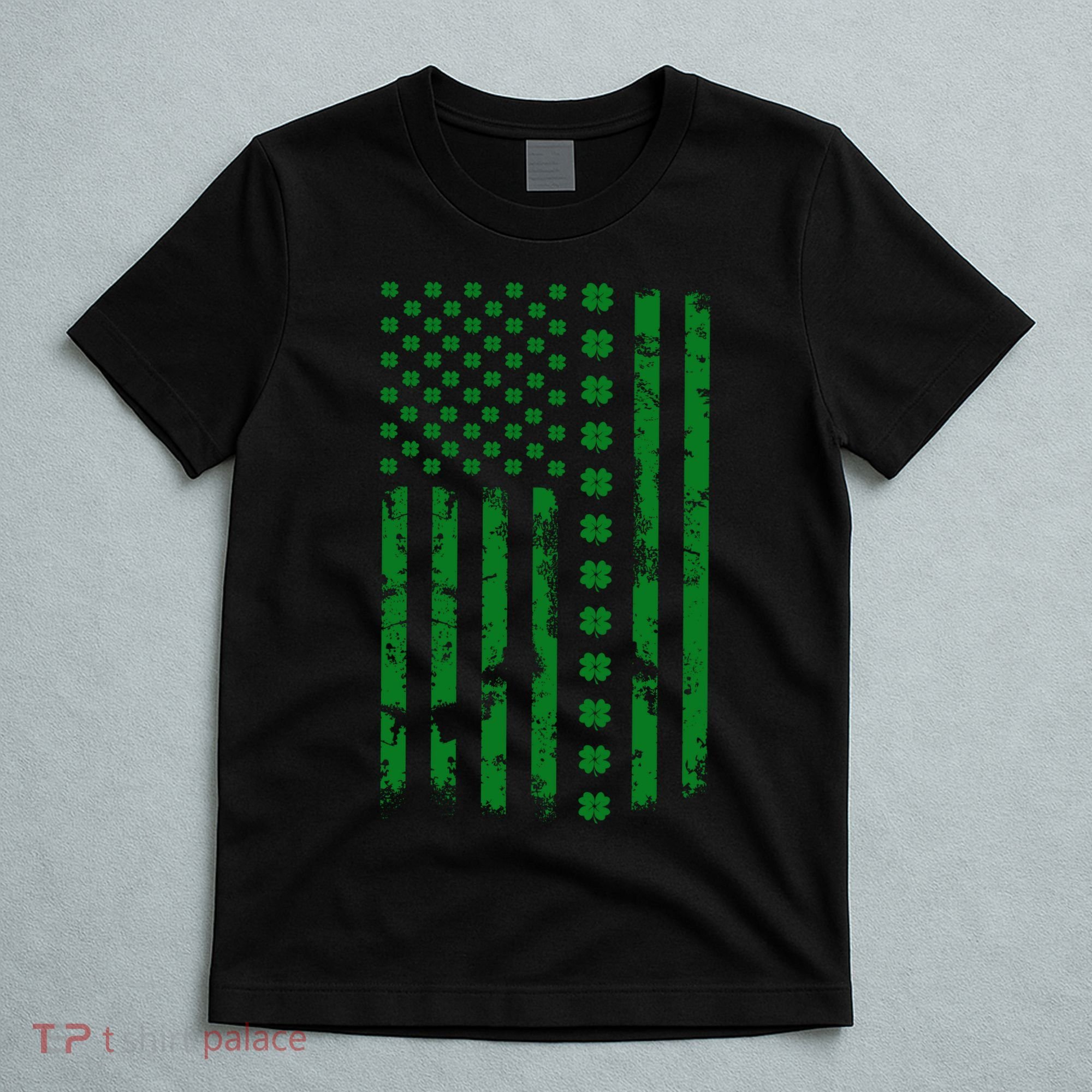St Patrick's Day Distressed American Flag Shamrock T-Shirt