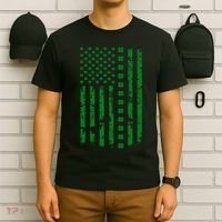 St Patrick's Day Distressed American Flag Shamrock T-Shirt thumb 6