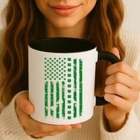St Patrick's Day Distressed American Flag Shamrock Coffee Mug thumb 3