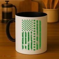 St Patrick's Day Distressed American Flag Shamrock Coffee Mug thumb 4