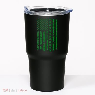St Patrick's Day Distressed American Flag Shamrock Tumbler