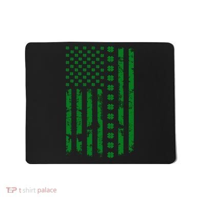 St Patrick's Day Distressed American Flag Shamrock Mousepad
