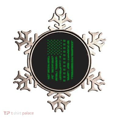 St Patrick's Day Distressed American Flag Shamrock Ornament