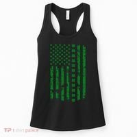 St Patrick's Day Distressed American Flag Shamrock Women's Tank Top thumb 0