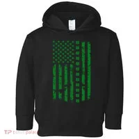 St Patrick's Day Distressed American Flag Shamrock Toddler Hoodie thumb 0