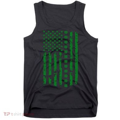 St Patrick's Day Distressed American Flag Shamrock Tank Top