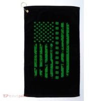St Patrick's Day Distressed American Flag Shamrock Golf Towel thumb 0