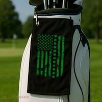 St Patrick's Day Distressed American Flag Shamrock Golf Towel thumb 2