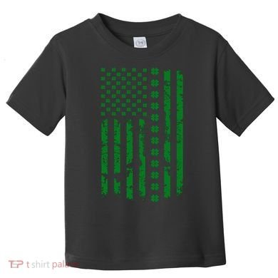 St Patrick's Day Distressed American Flag Shamrock Toddler T-Shirt