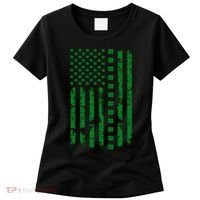 St Patrick's Day Distressed American Flag Shamrock Women's T-Shirt thumb 0