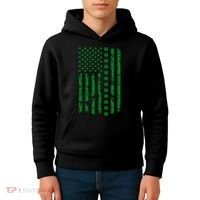 St Patrick's Day Distressed American Flag Shamrock Kids Hoodie thumb 4