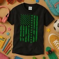 St Patrick's Day Distressed American Flag Shamrock Kids T-Shirt thumb 3