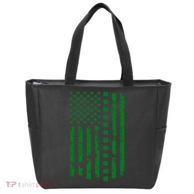 St Patrick's Day Distressed American Flag Shamrock Tote Bag