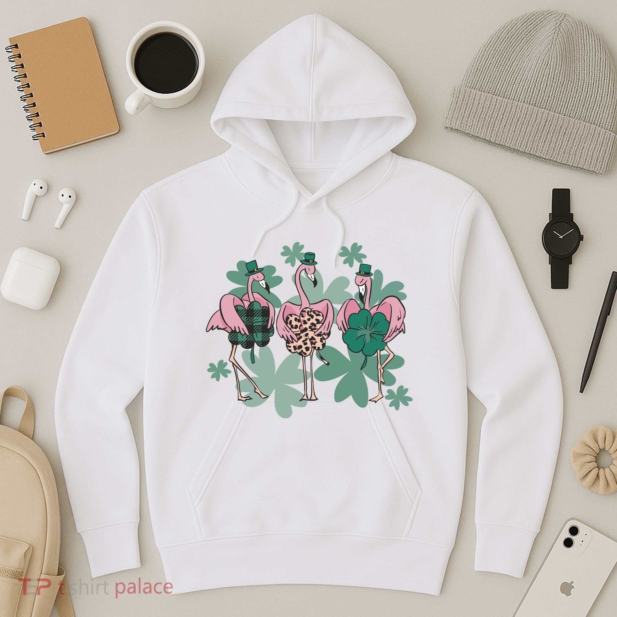 St Patrick's Day Flamingo Hoodie