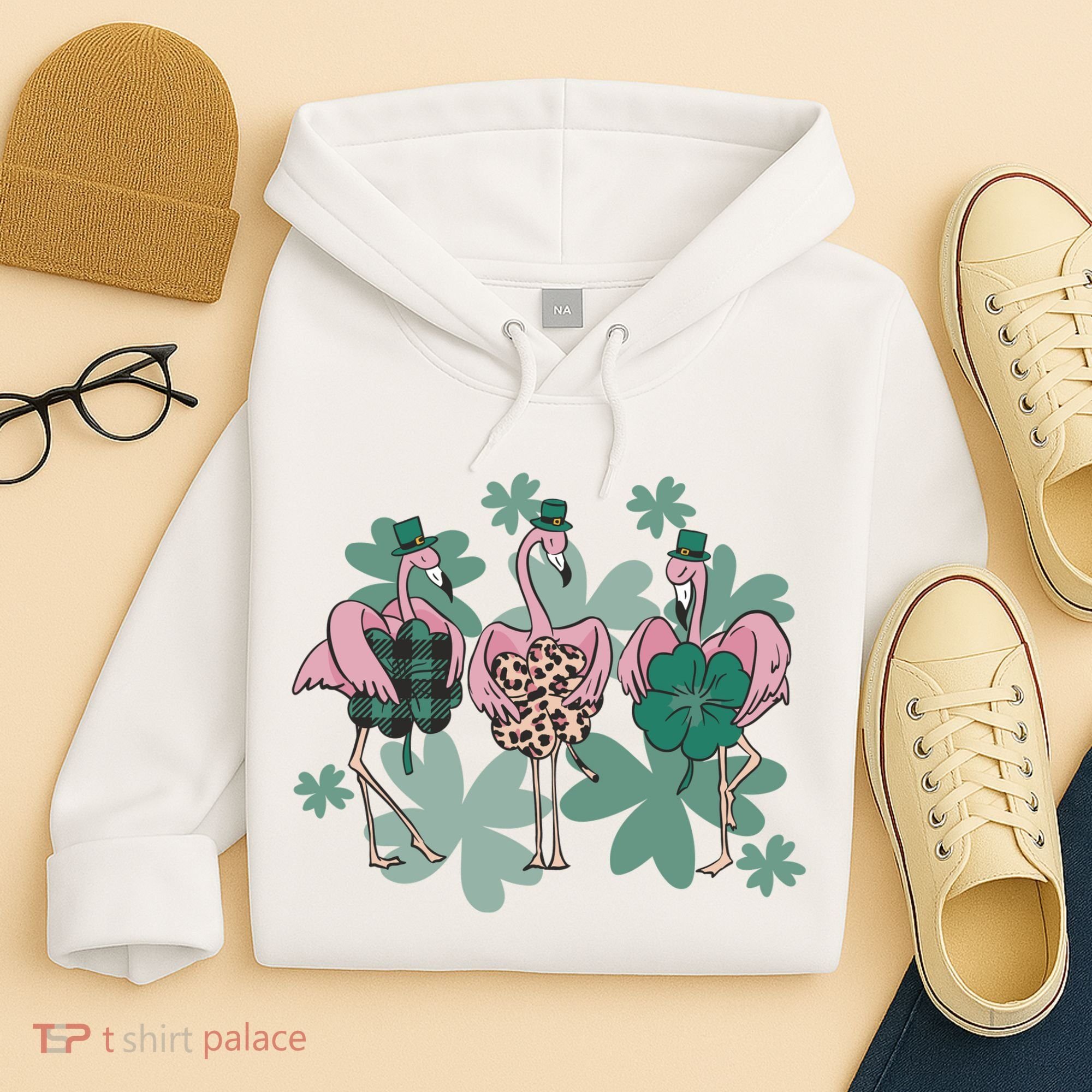 St Patrick's Day Flamingo Hoodie