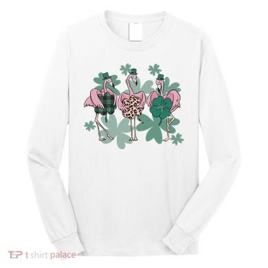 St Patrick's Day Flamingo Long Sleeve Shirt