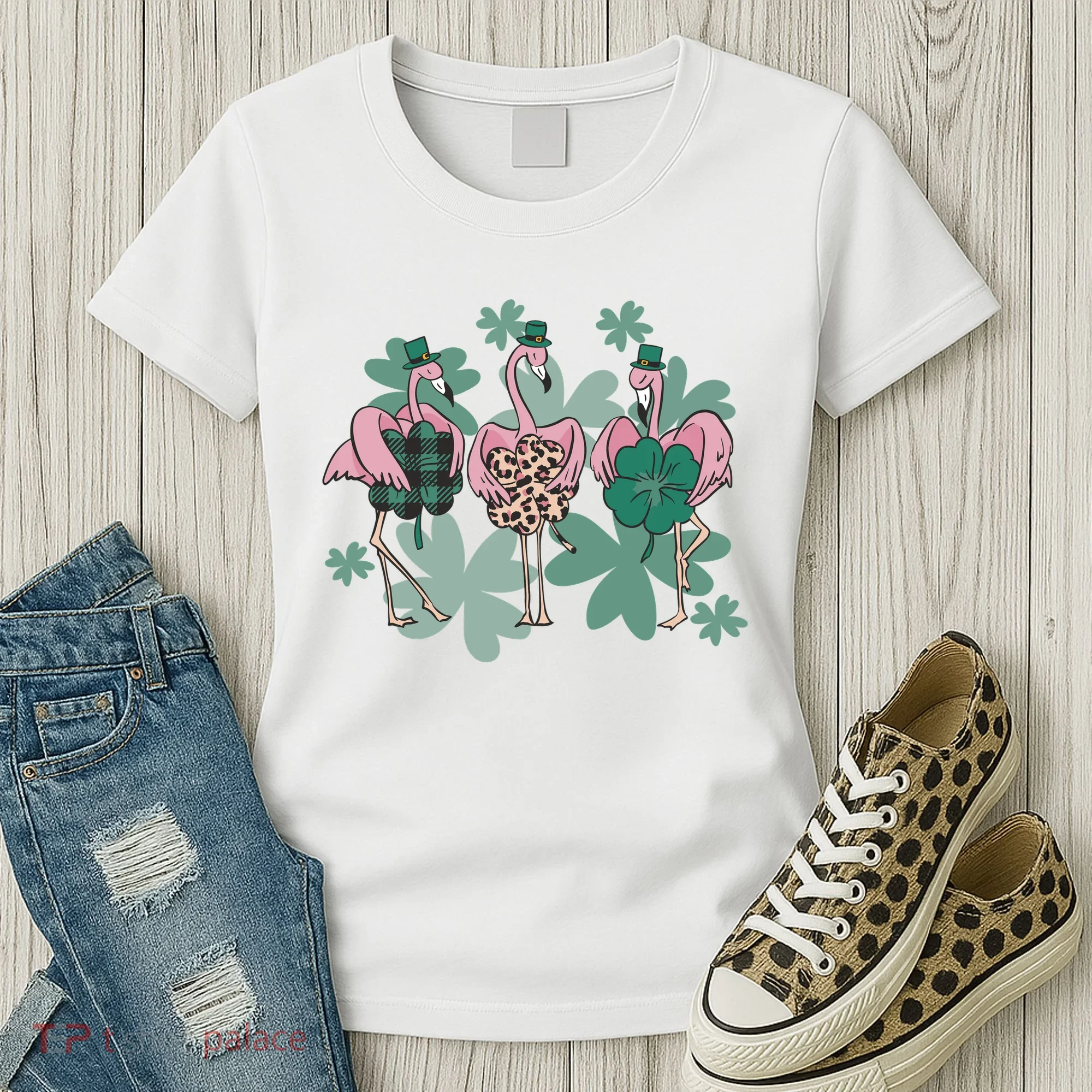 St Patrick's Day Flamingo Women's T-Shirt