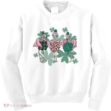 St Patrick's Day Flamingo Kids Sweatshirt