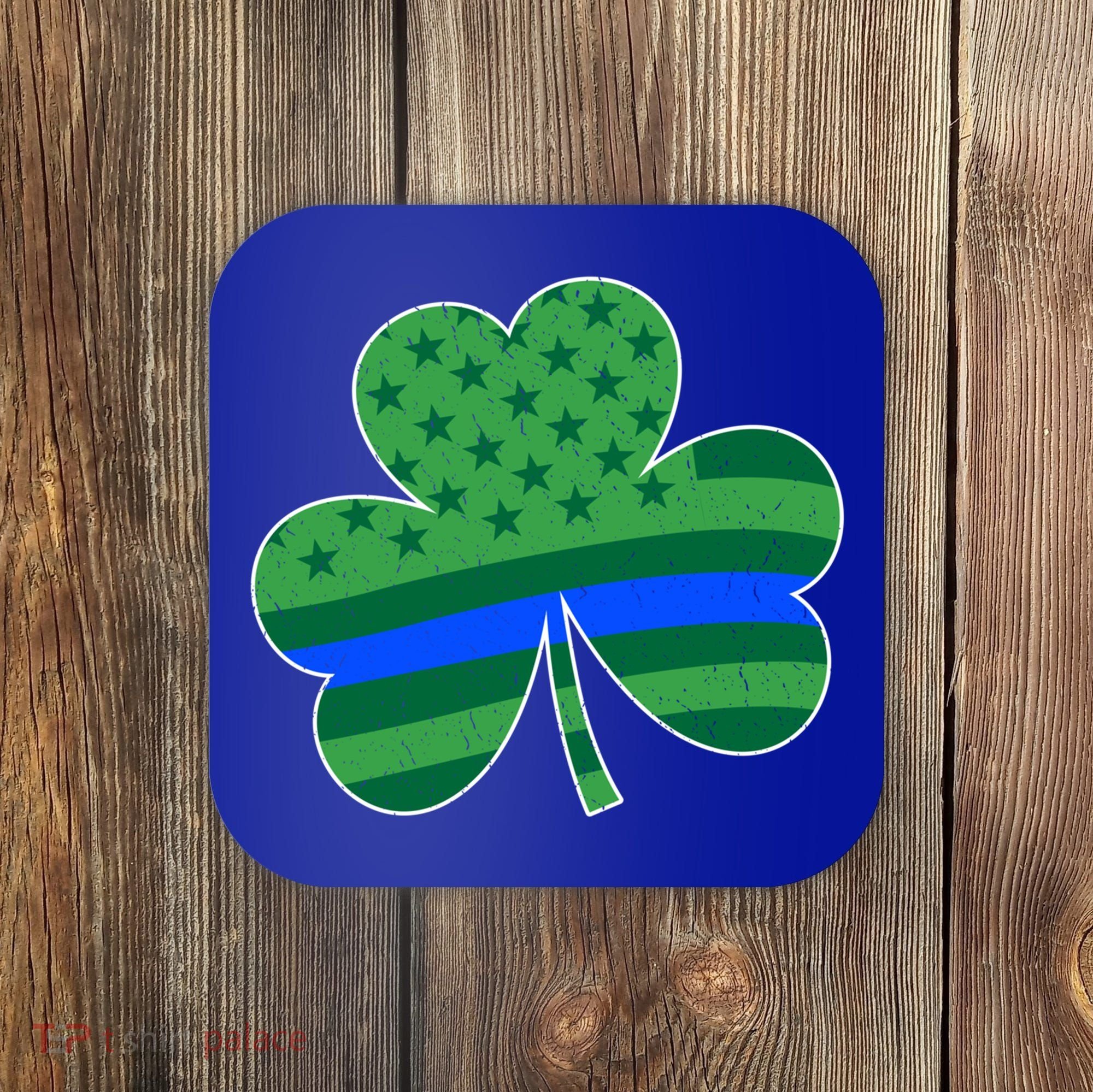 St Patricks Day Shamrock Irish American Police Officer Cop Meaningful Gift Coaster