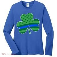 St Patricks Day Shamrock Irish American Police Officer Cop Meaningful Gift Women's Long Sleeve Shirt thumb 0