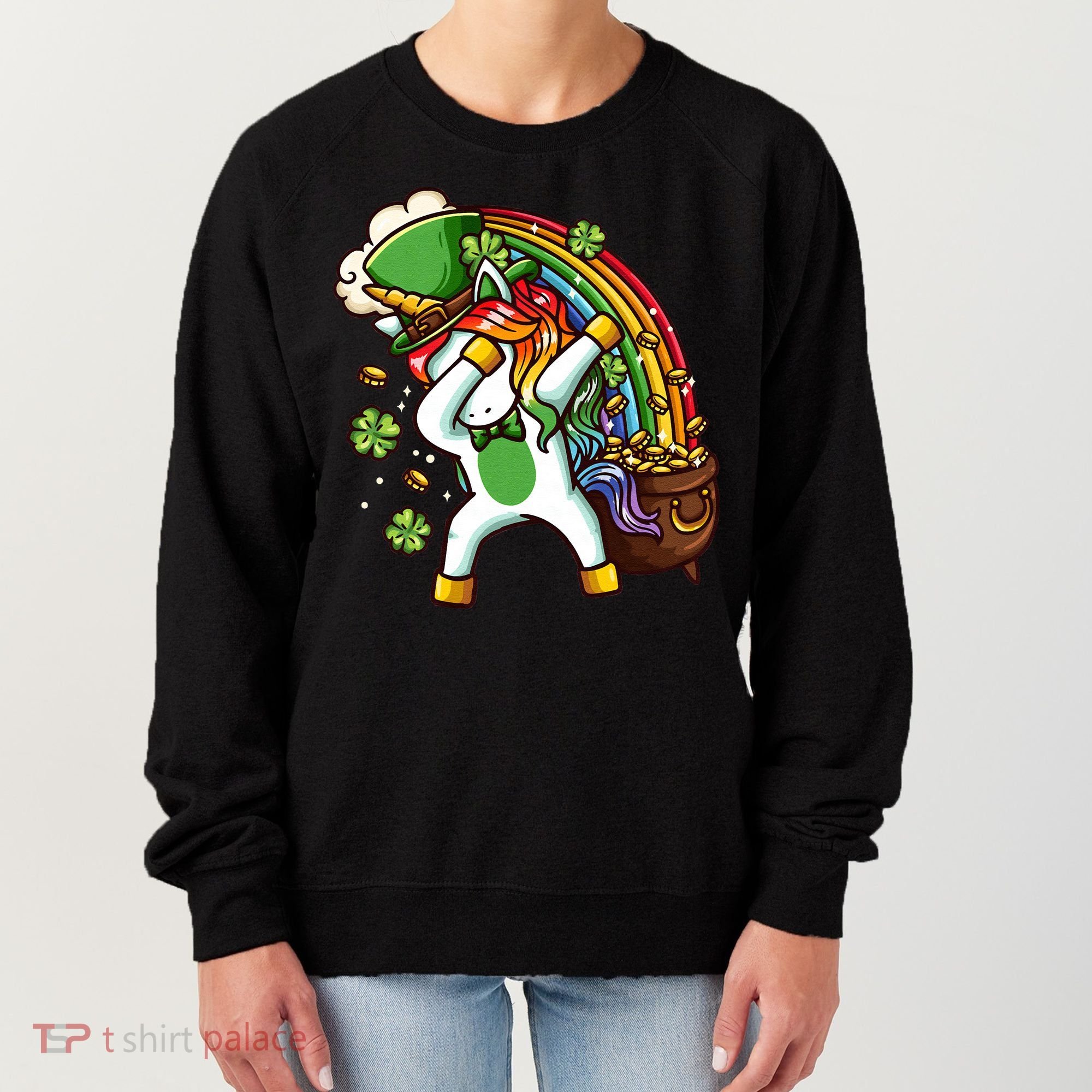 St Patricks Day Dabbing Unicorn Women's Sweatshirt