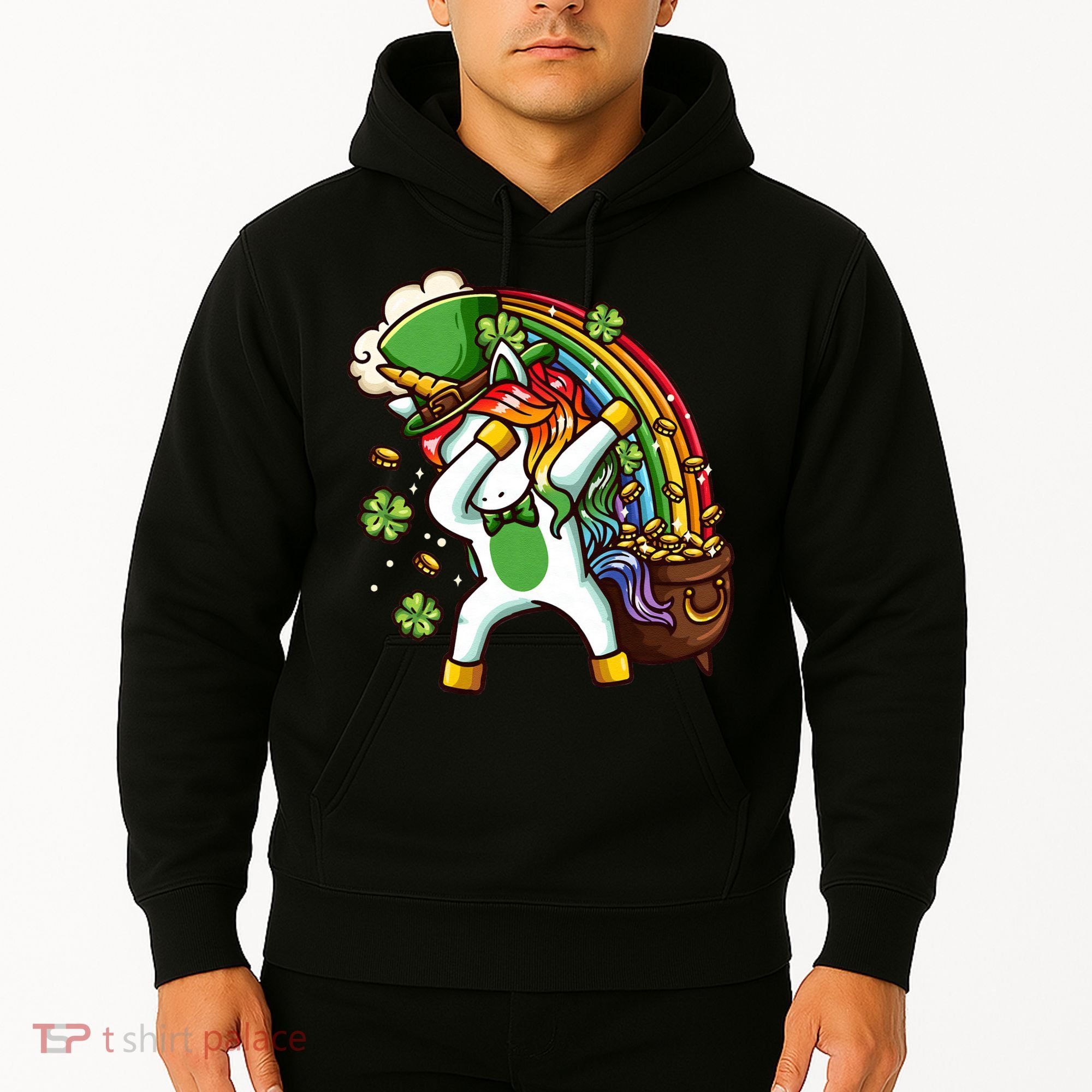 St Patricks Day Dabbing Unicorn Hoodie
