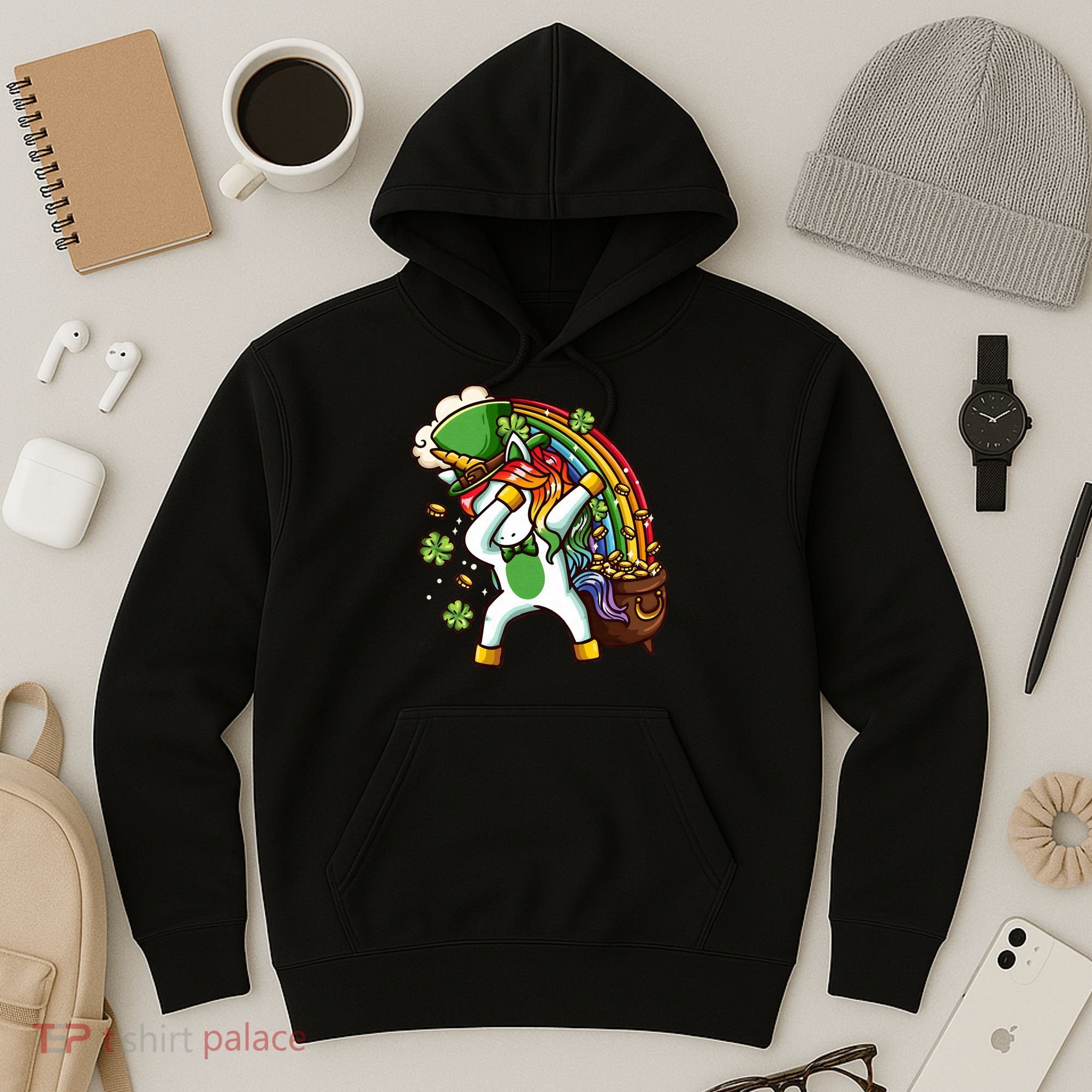 St Patricks Day Dabbing Unicorn Hoodie