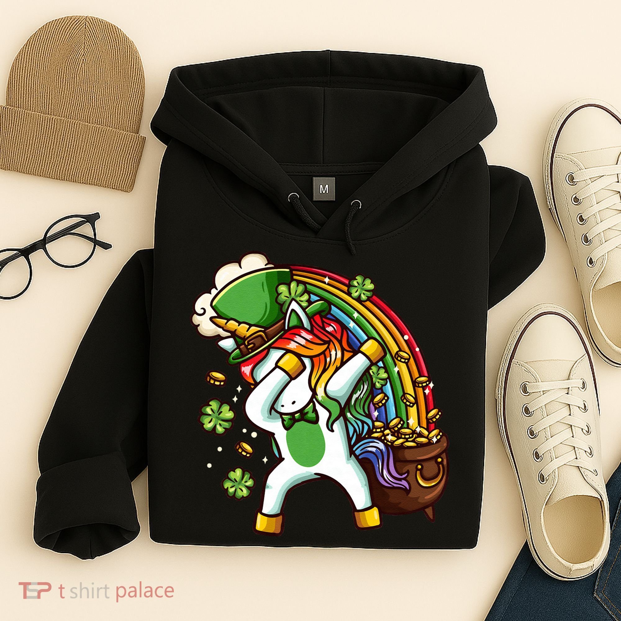 St Patricks Day Dabbing Unicorn Hoodie