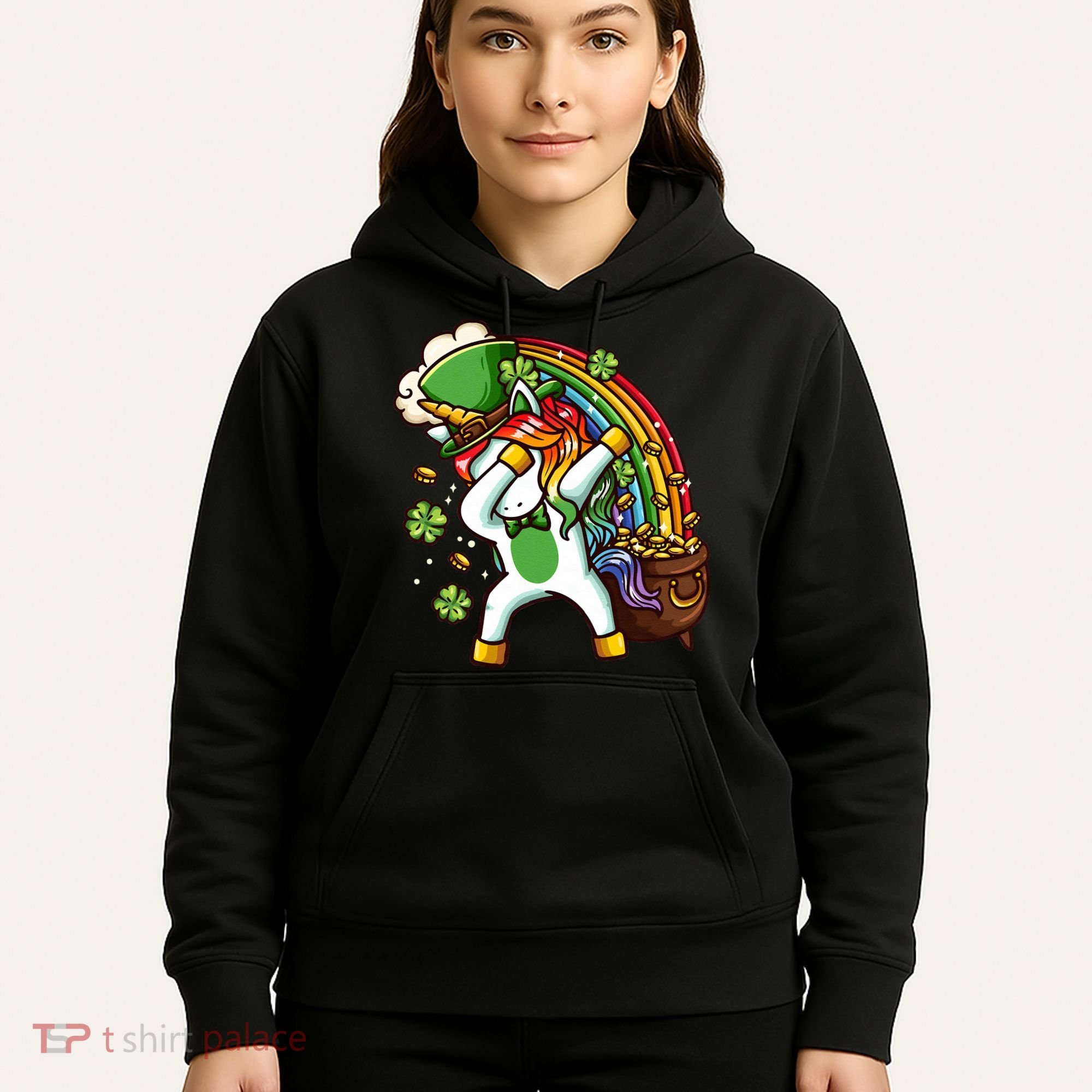 St Patricks Day Dabbing Unicorn Hoodie