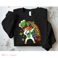 St Patricks Day Dabbing Unicorn Sweatshirt thumb 2