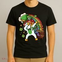 St Patricks Day Dabbing Unicorn T-Shirt thumb 3
