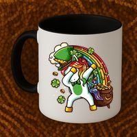 St Patricks Day Dabbing Unicorn Coffee Mug thumb 2