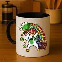 St Patricks Day Dabbing Unicorn Coffee Mug thumb 4