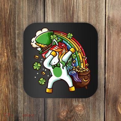 St Patricks Day Dabbing Unicorn Coaster